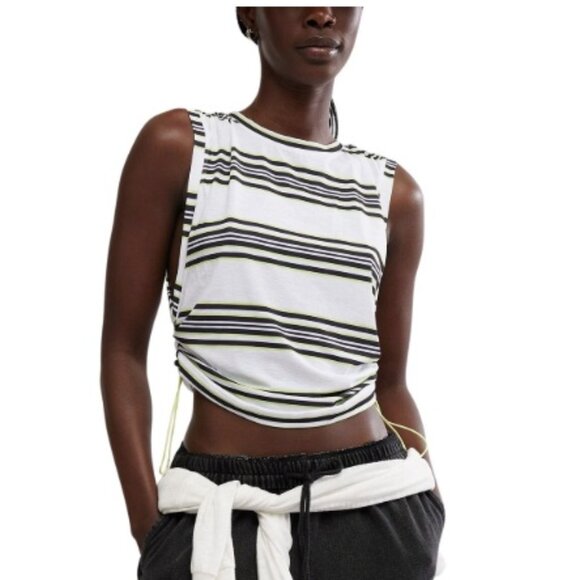 FP Movement by Free People Tops - FP Movement by Free People White Stripe Crop Tank Top